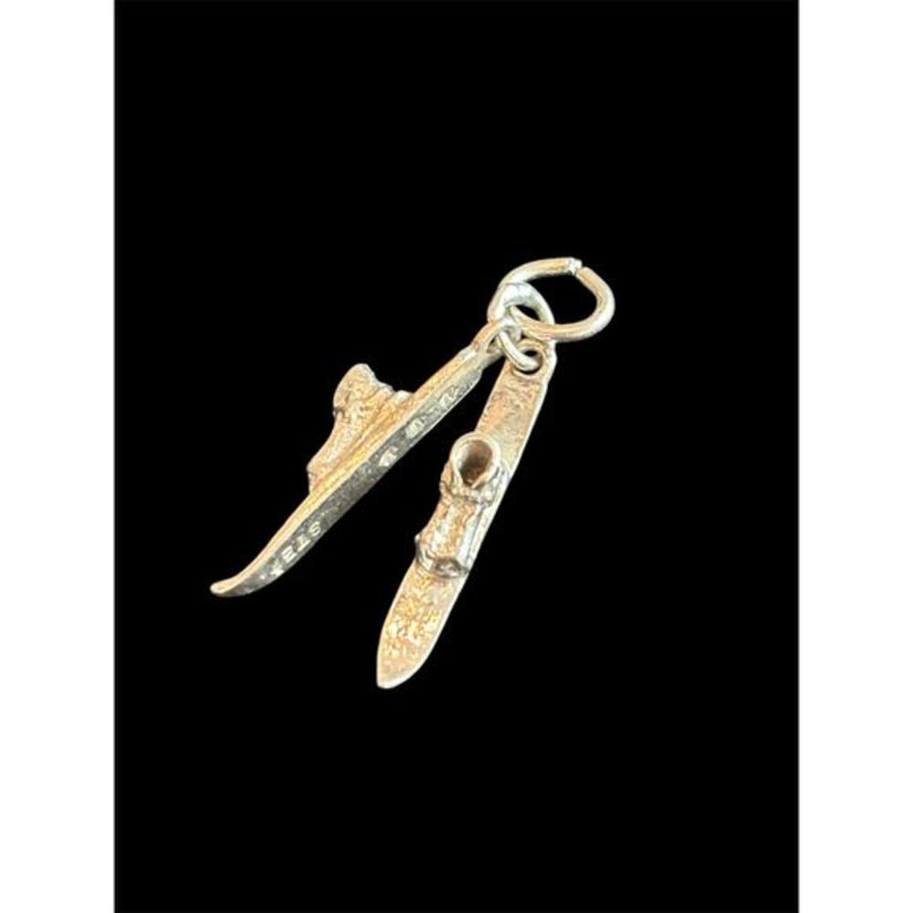 Vtg Sterling Silver Snow Ski Charm 925